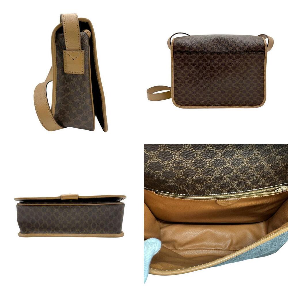 Celine bag canvas shoulder Macadam brown